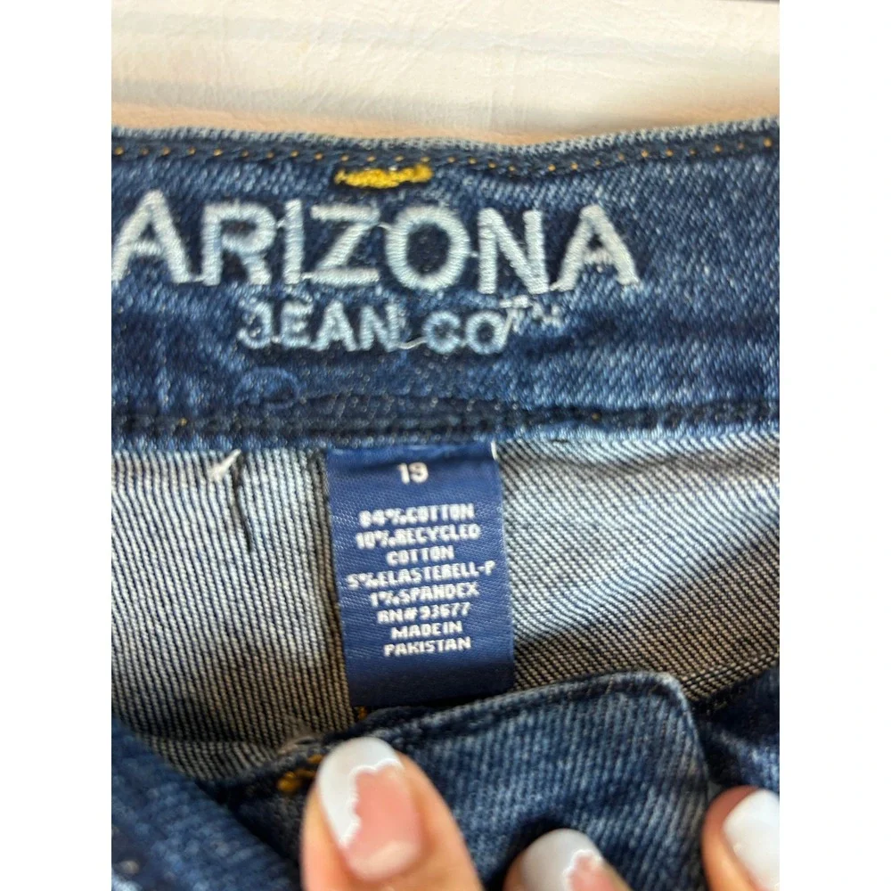 Arizona Jean Co Womens Mom Jeans 19 Dark Denim Highest Rise Distressed Casual